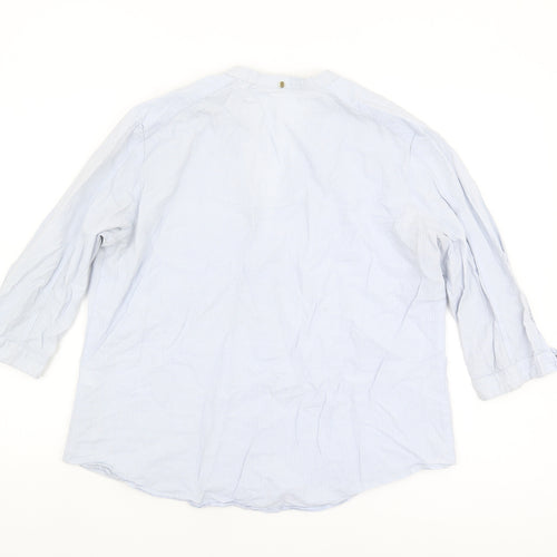 Zara Women's Blue Button-Up Shirt Size 14