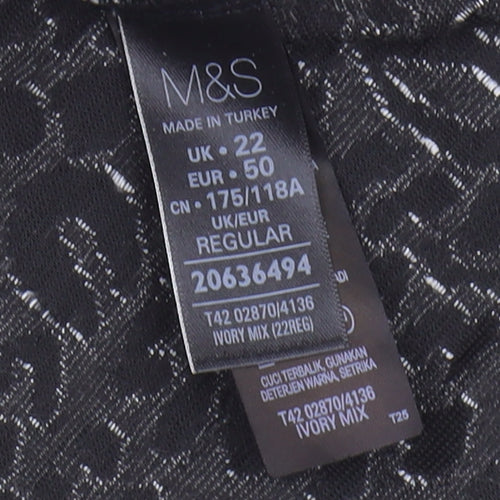 Marks and Spencer Women's Black Print Dress Size 22