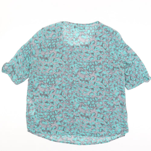 Vila Women's Blue Animal Print Blouse, Size M