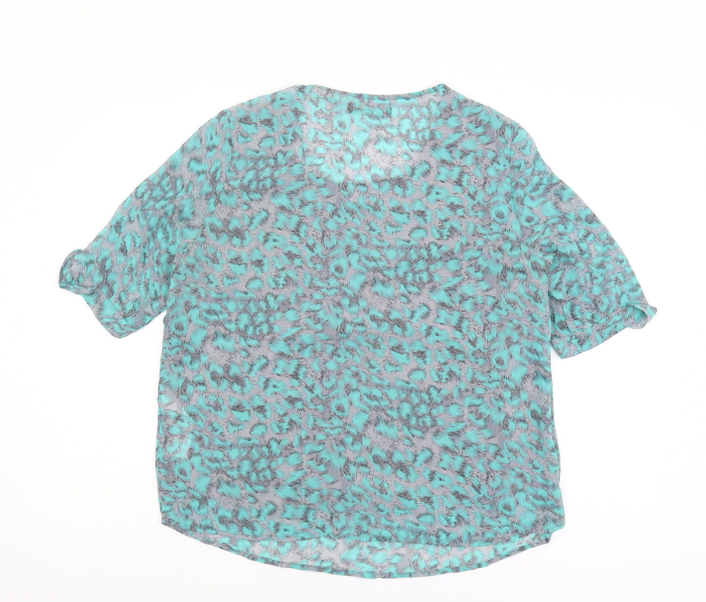 Vila Women's Blue Animal Print Blouse, Size M