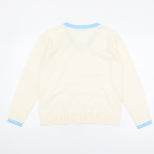 Marks and Spencer Women's White V-Neck Pullover Jumper