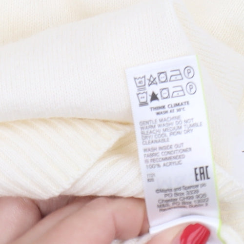 Marks and Spencer Women's White V-Neck Pullover Jumper