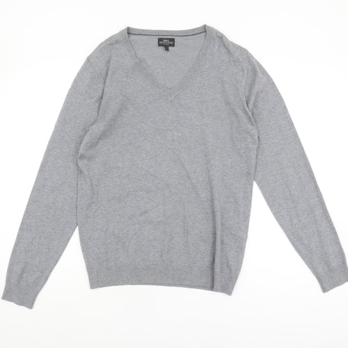 Next Men's Grey V-Neck Pullover Jumper - Size S
