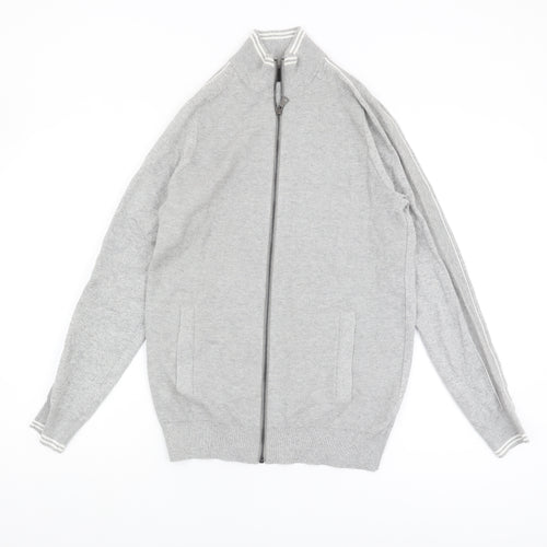 Marks and Spencer Men's Grey Full Zip Jumper, Size S