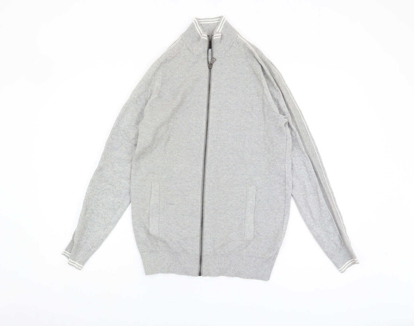 Marks and Spencer Men's Grey Full Zip Jumper, Size S