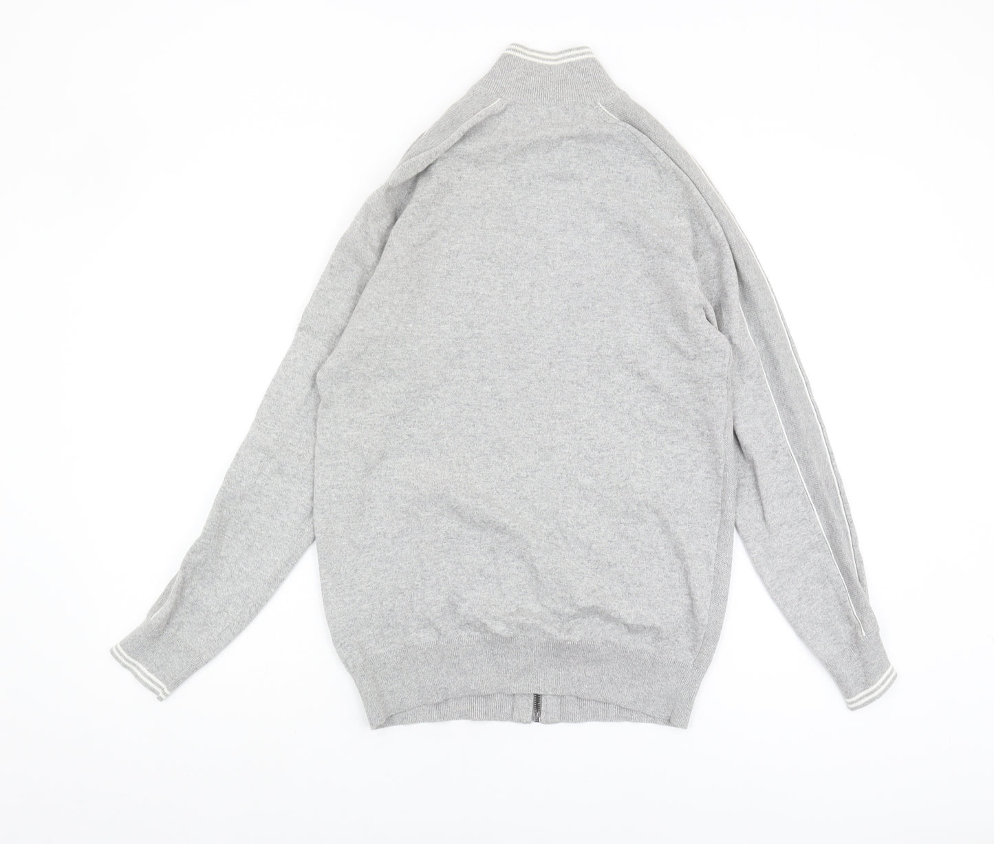 Marks and Spencer Men's Grey Full Zip Jumper, Size S