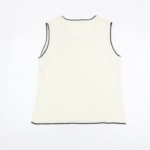 SKY Designs Women's Ivory Sleeveless Embroidered Tank