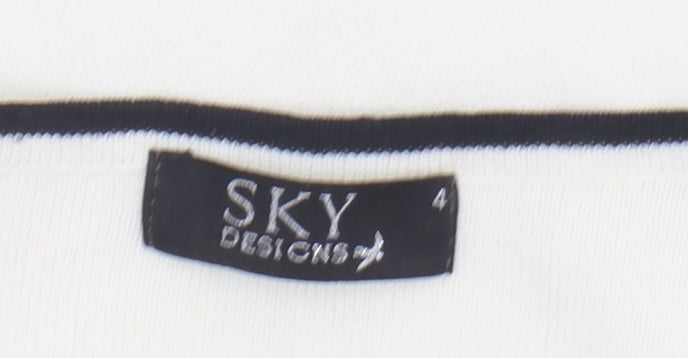 SKY Designs Women's Ivory Sleeveless Embroidered Tank