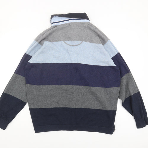 Marks and Spencer Men's Blue Striped Pullover Jumper L