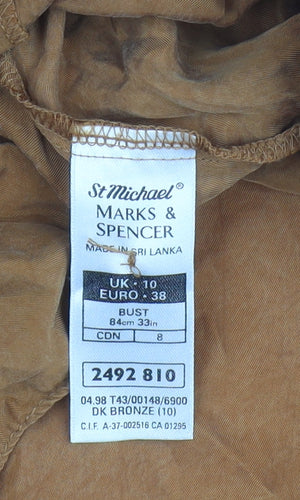 Marks and Spencer Women's Brown Blouse, Size 10, Classic Vintage