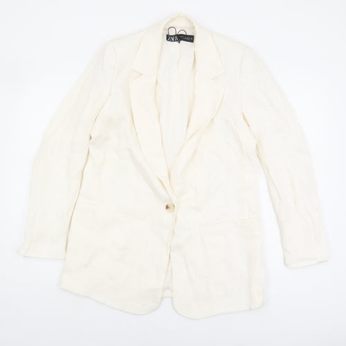 Zara Women's Ivory Blazer XS Viscose One-Button