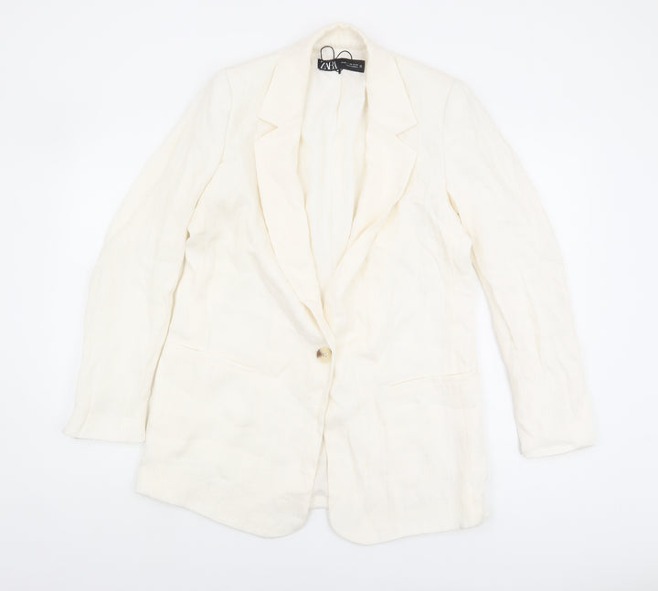 Zara Women's Ivory Blazer XS Viscose One-Button