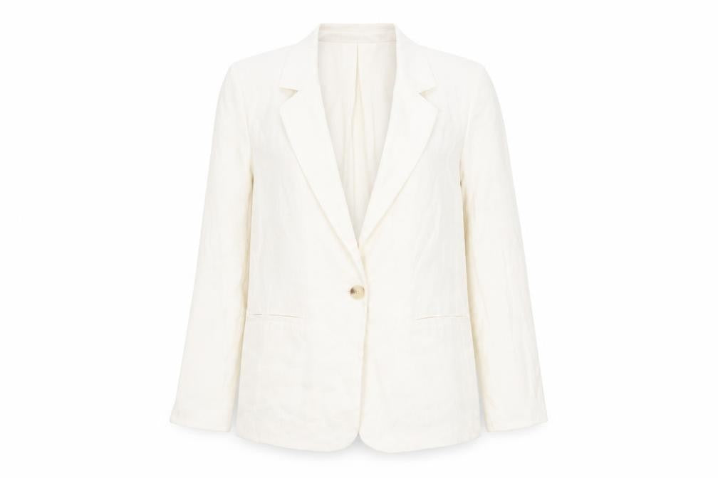 Front view of Zara Women's Ivory Blazer XS Viscose One-Button