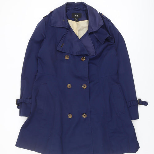 H&M Women's Blue Trench Coat, Size 14