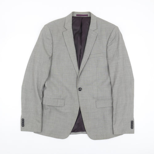 Topman Grey Slim Fit Men's Blazer, 38R, Formal Jacket