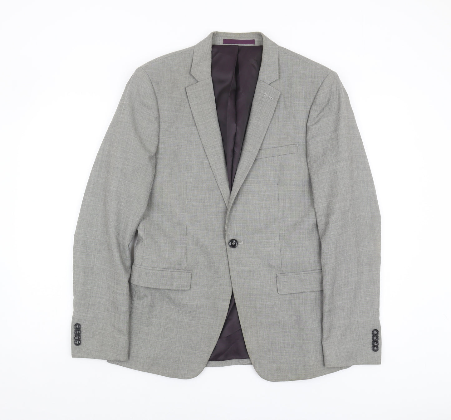 Topman Grey Slim Fit Men's Blazer, 38R, Formal Jacket