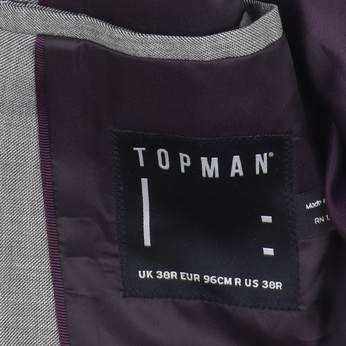 Topman Grey Slim Fit Men's Blazer, 38R, Formal Jacket
