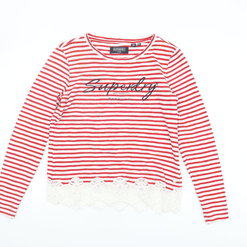 Superdry Women's Red Striped Long Sleeve T-Shirt
