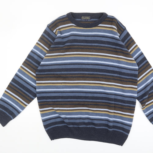 P.G. FIELD Men's L Multicoloured Striped Pullover Jumper