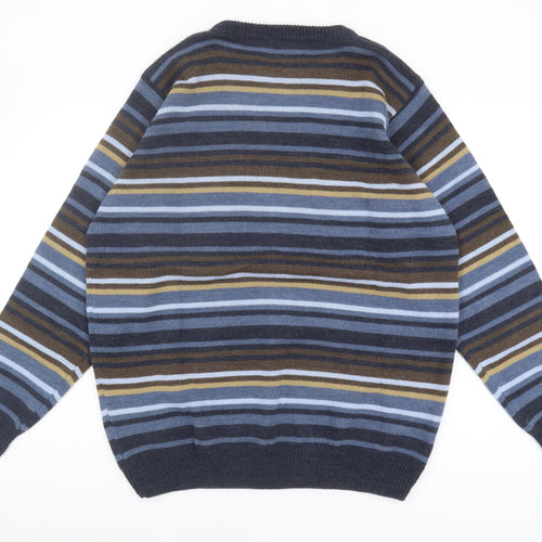P.G. FIELD Men's L Multicoloured Striped Pullover Jumper