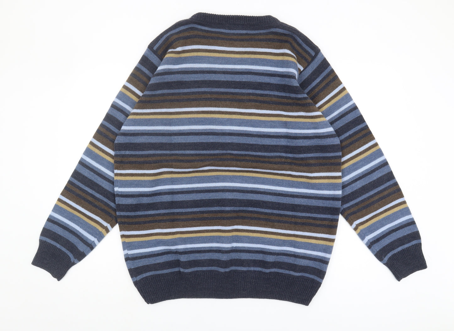 P.G. FIELD Men's L Multicoloured Striped Pullover Jumper