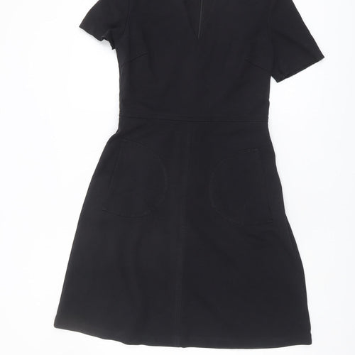 Boden Women's Black A-Line Dress, UK 12, Short Sleeve
