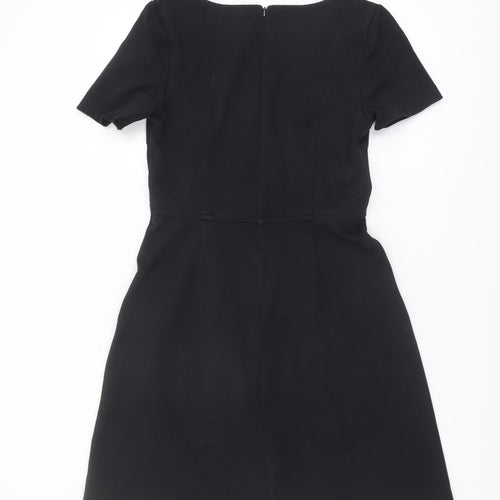 Boden Women's Black A-Line Dress, UK 12, Short Sleeve