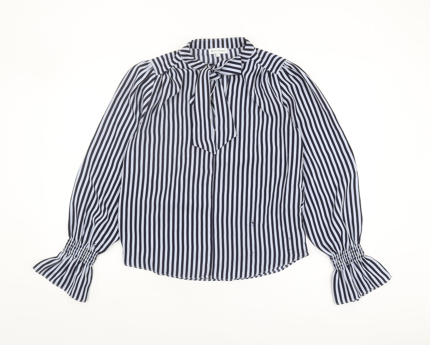 Warehouse Women's Striped Balloon Sleeve Blouse, Size 8