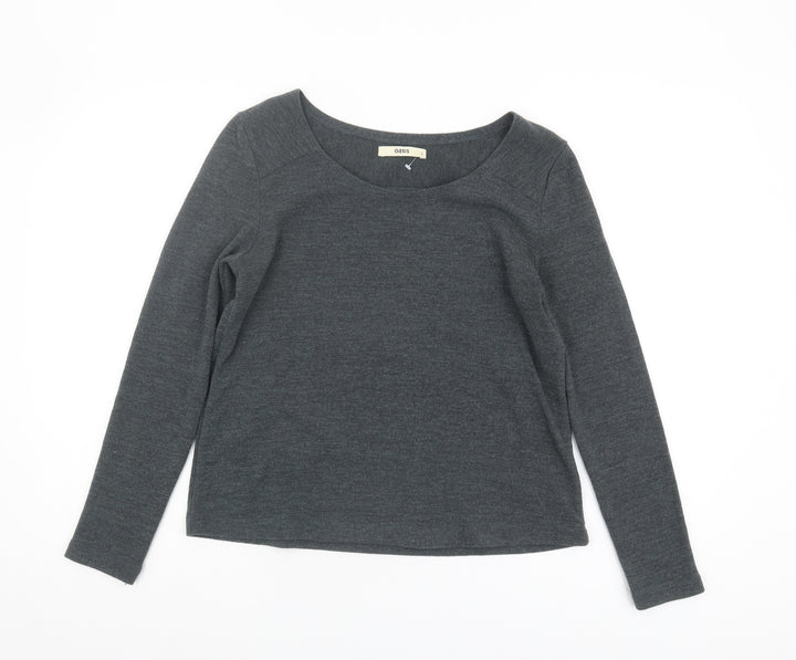 Oasis Women's Grey Pullover Jumper, Size S, Scoop Neck