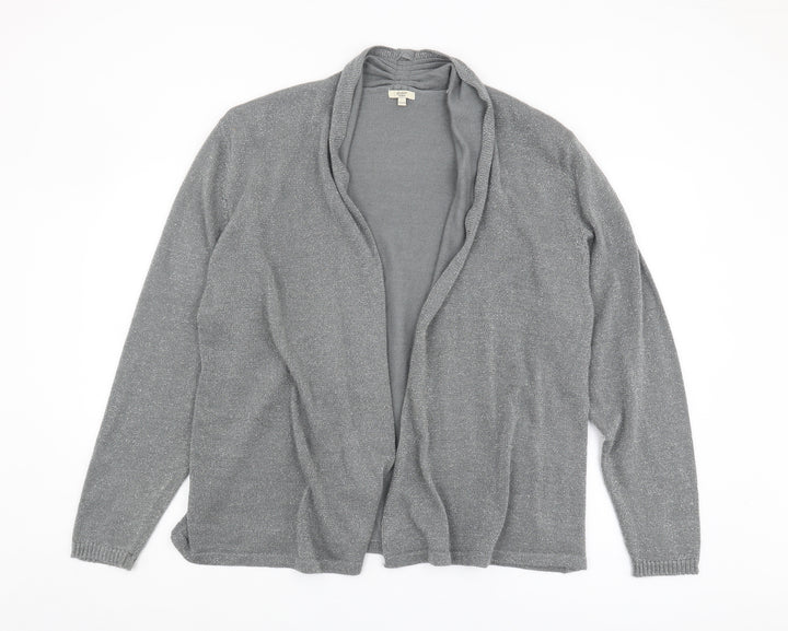 Cotton Traders Women's Silver Open Front Cardigan Size 22
