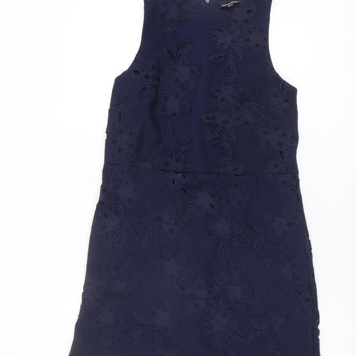 Warehouse Women's Blue Sleeveless Lace Dress Size 8