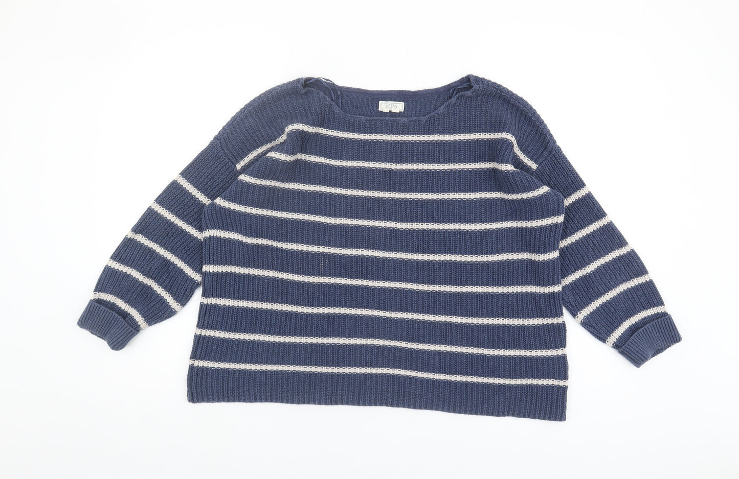 Fat Face Women's Blue Striped Pullover Jumper Size 12