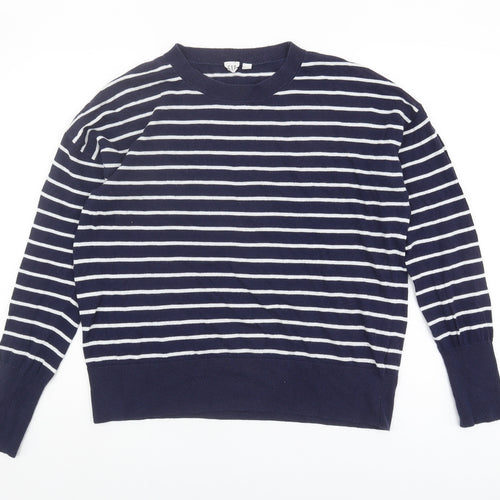 Gap Women's Blue Striped Pullover Jumper, Size L