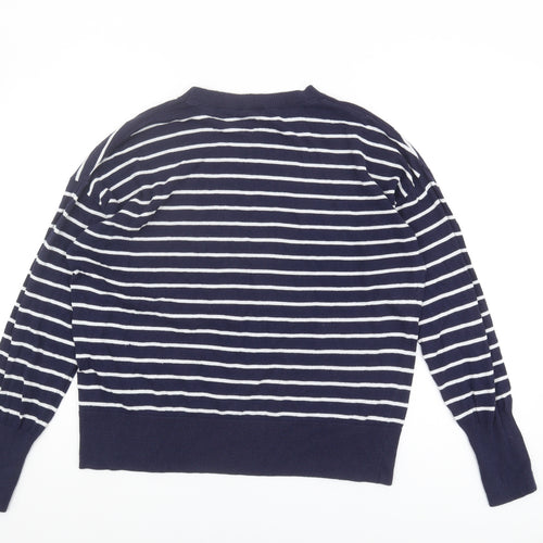 Gap Women's Blue Striped Pullover Jumper, Size L