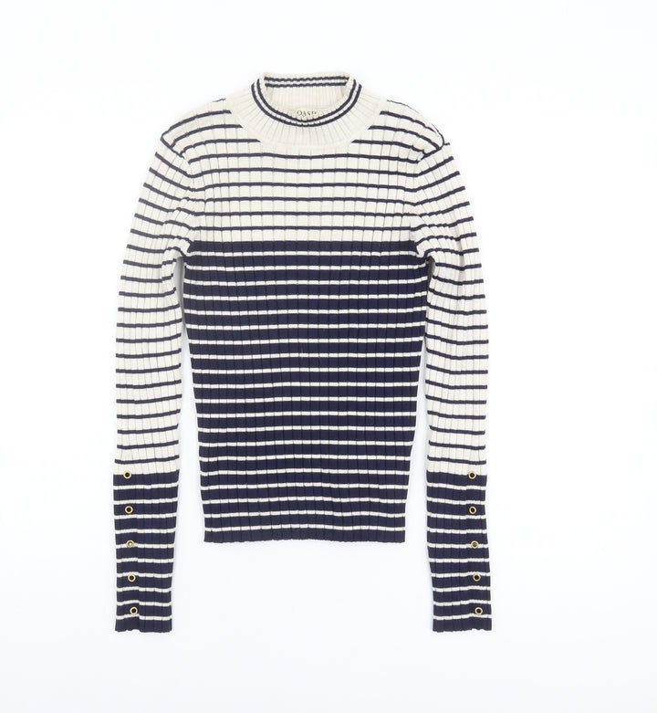 Oasis Women's Multicoloured Crew Neck Striped Jumper, S