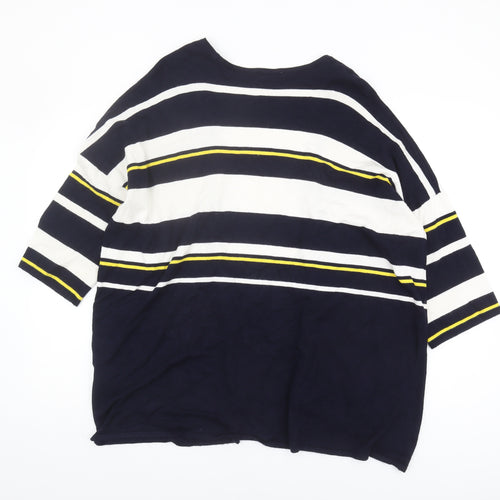 Warehouse Women's Blue Striped Open Front Cardigan Size 12