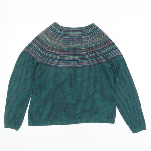 East Women's Green Striped Cardigan Size 14