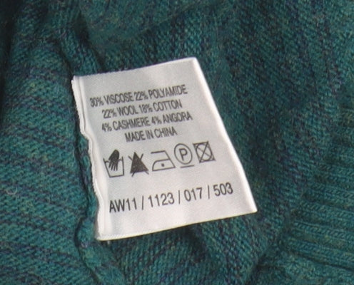 East Women's Green Striped Cardigan Size 14