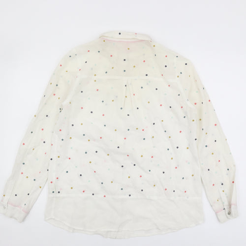 White Stuff Women's White Polka Dot Button-Up Shirt Size 12