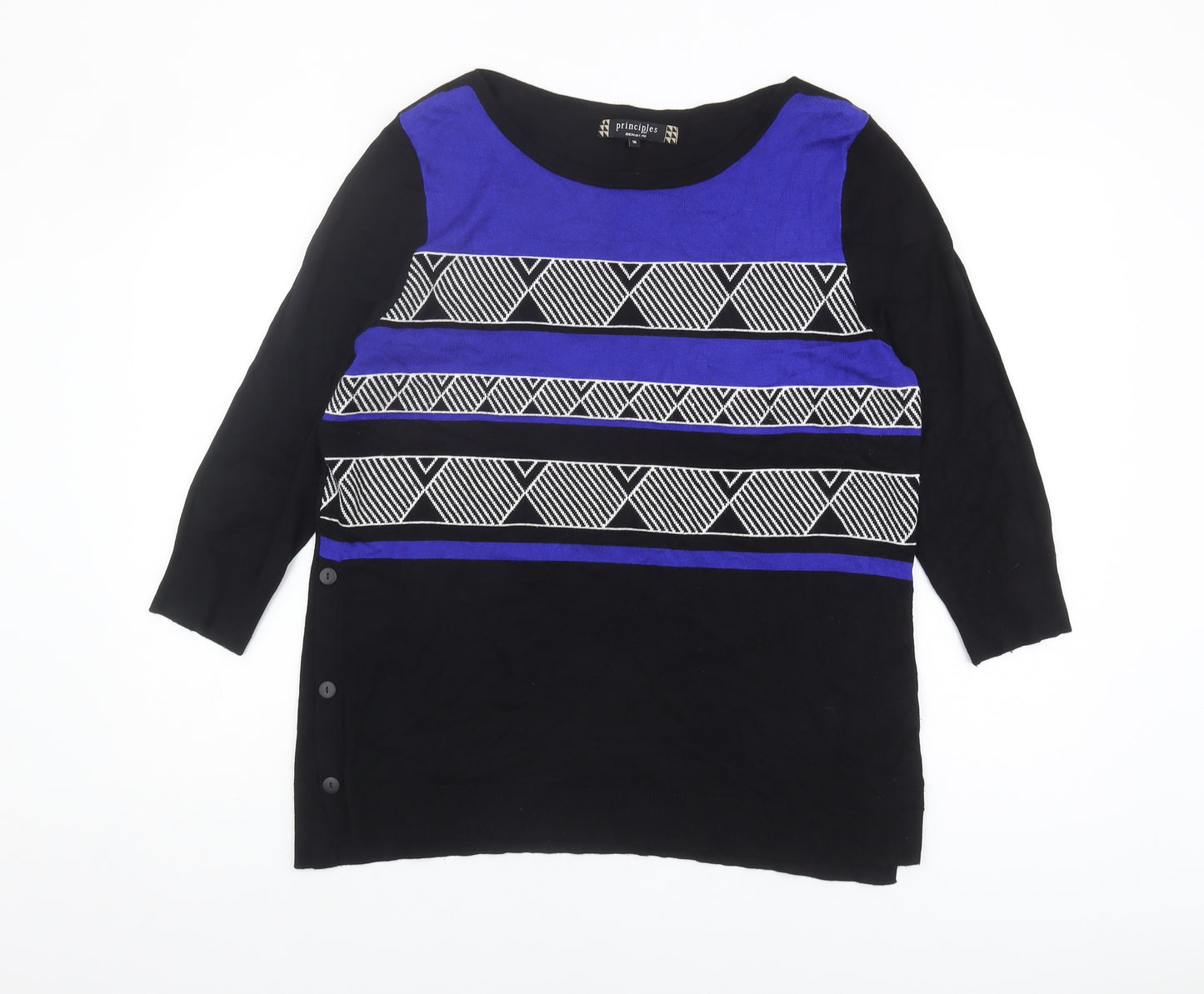 Principles Women’s Black Geometric Pullover Jumper Size 16