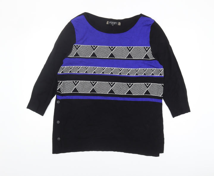 Principles Women’s Black Geometric Pullover Jumper Size 16