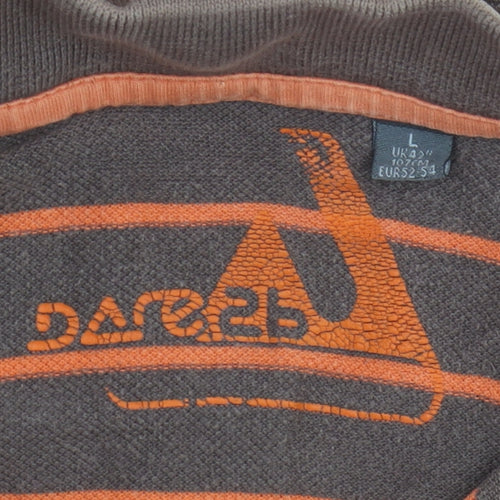 Dare2b Men's Brown Striped Polo Shirt Size L