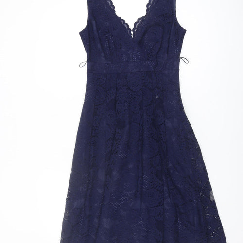 BHS Women's Blue Sleeveless Wedding Dress Size 8