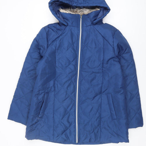 Anne de Lançay Women's Blue Quilted Hooded Jacket M