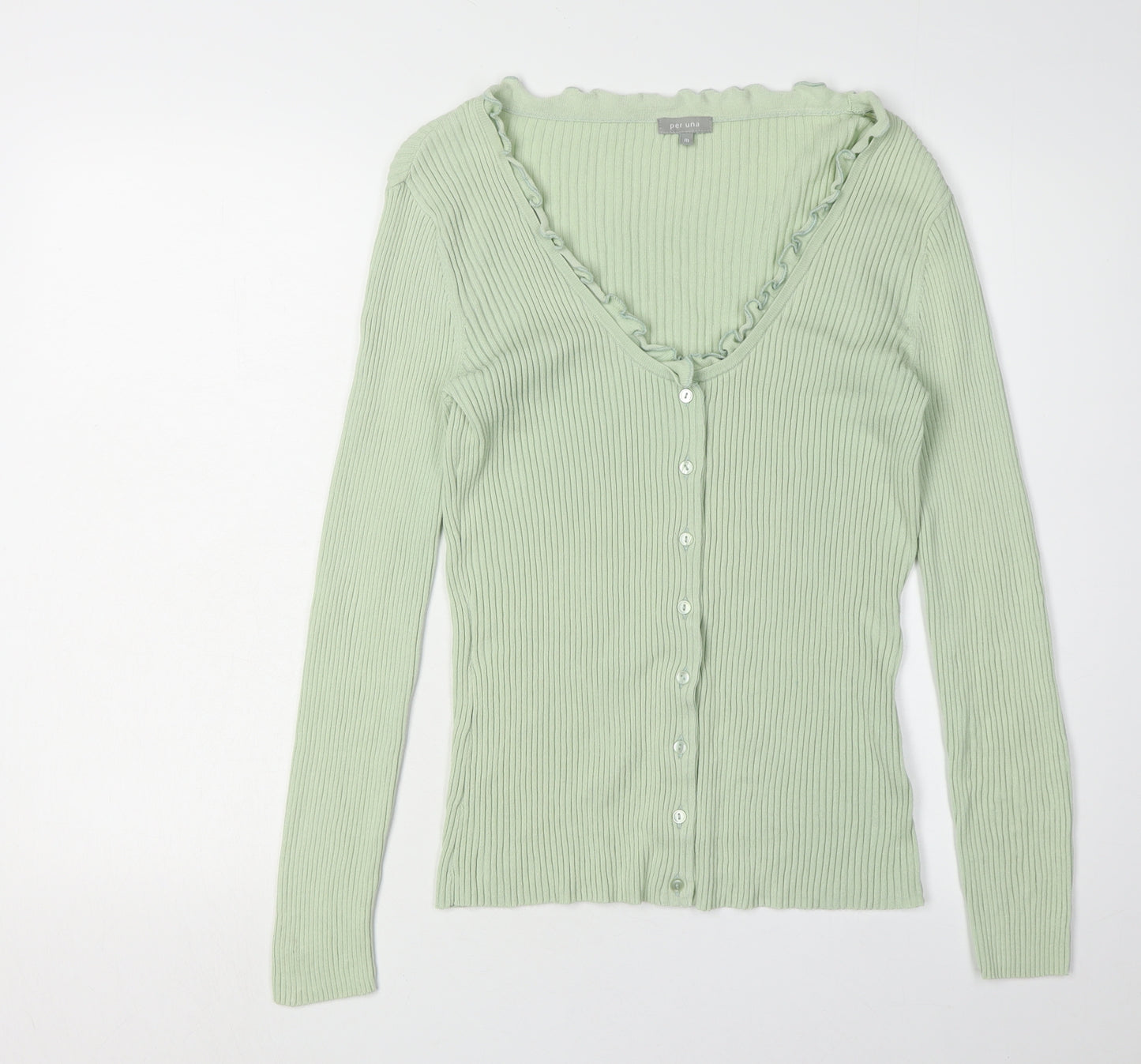 Per Una Women's Green V-Neck Cardigan, Size M