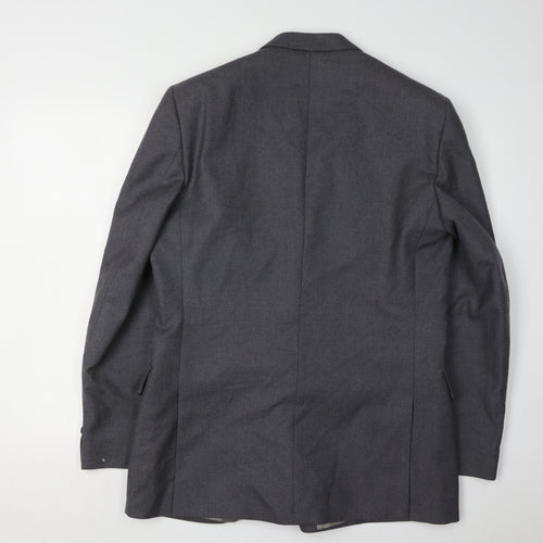Magee Men's Grey Double-Breasted Wool Blazer Size 40R