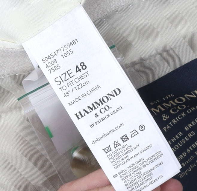 Hammond & Co. Men's Ivory Linen Blazer Size 48