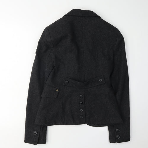 Superdry Women's Black Blazer Small Herringbone Wool