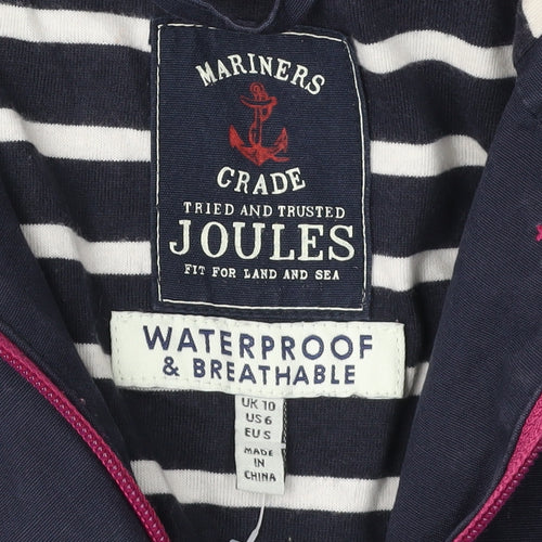 Joules Women's Blue Hooded Anorak Jacket Size 10