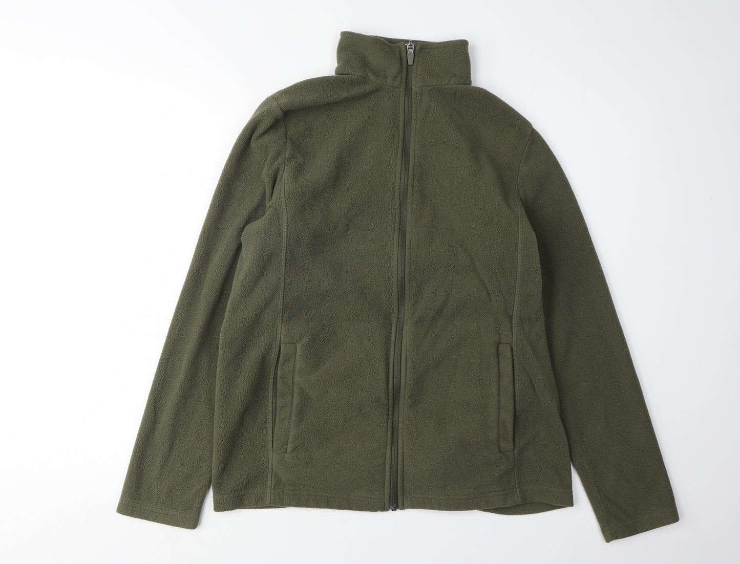 Lands' End Men's Green Fleece Jacket, M, Full Zip
